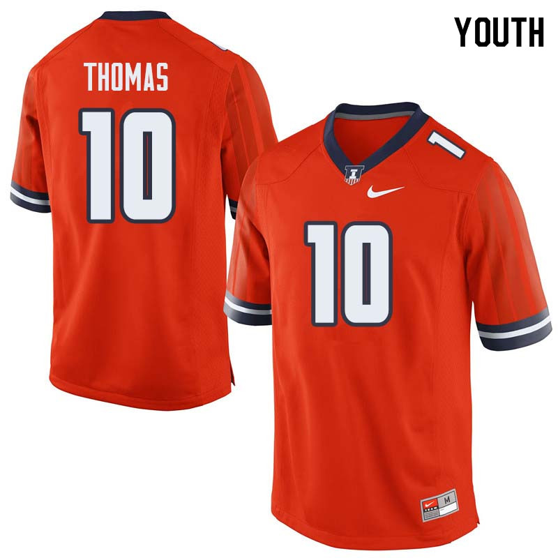 Youth #10 Cam Thomas Illinois Fighting Illini College Football Jerseys Sale-Orange